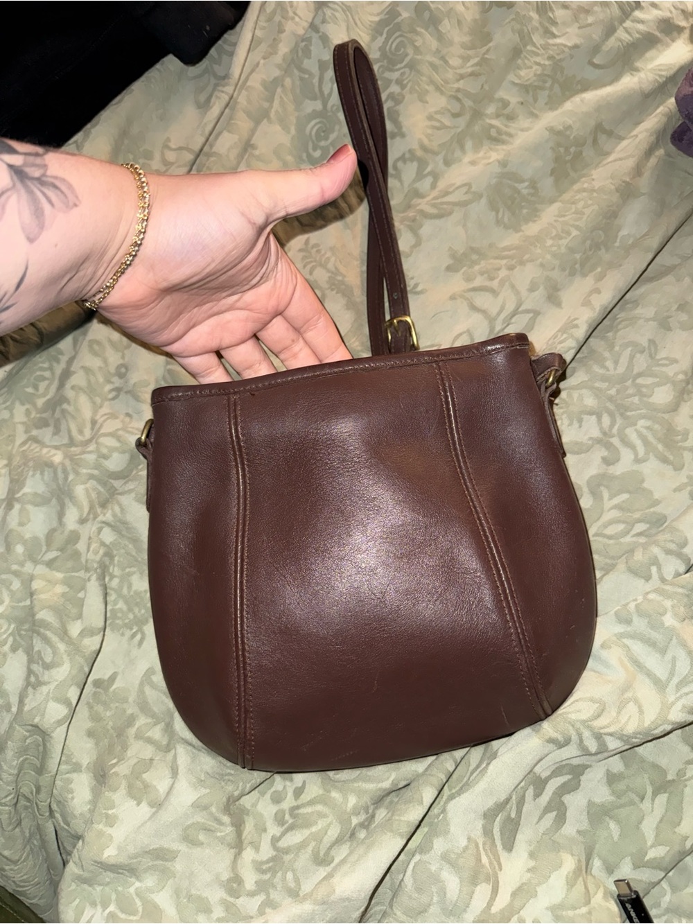 Coach Brown Leather Crossbody Bag Vintage Clamshell - Picture 3 of 7